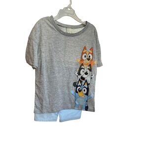Bluey Kids T-Shirt &‎ Shorts Set Size 6 Cartoon Characters Matching Outfit NWT